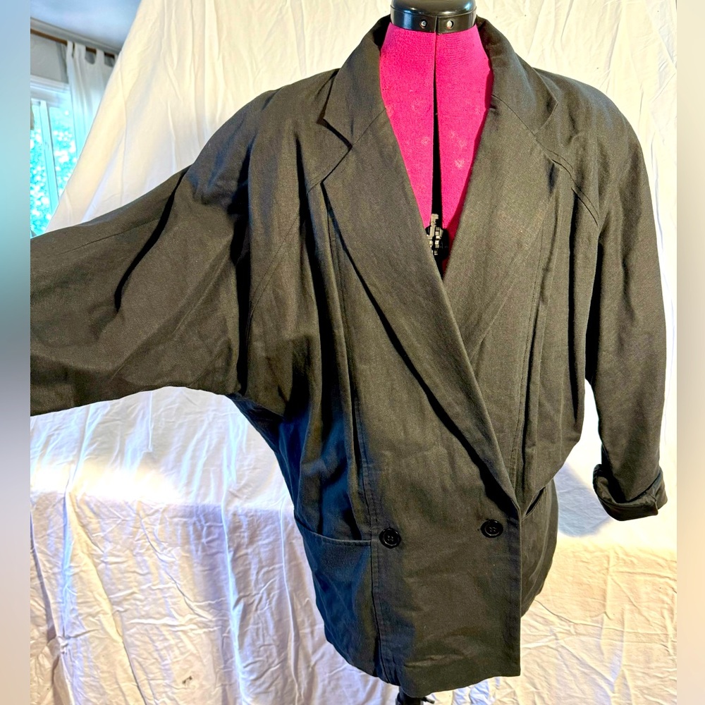 Super 80’s CR Relin of San Francisco Linen Batwing Double-breasted Jacket